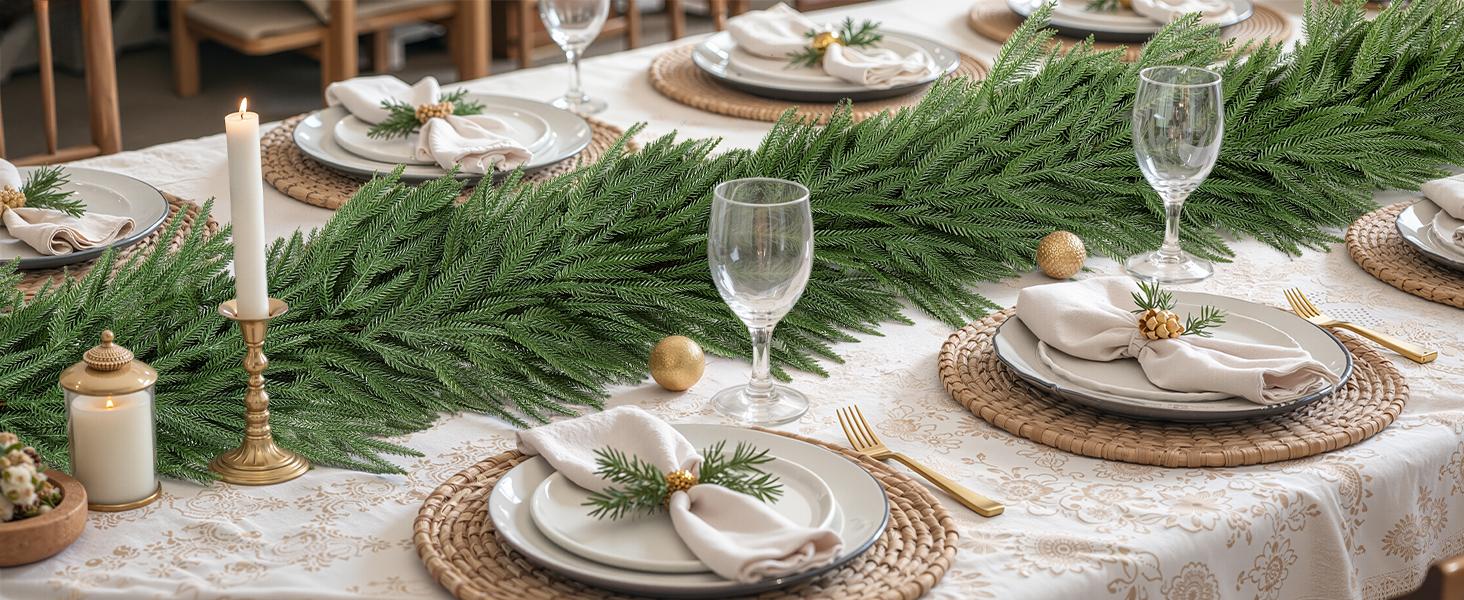 ćOn SalećSHareconn 6ft 1/2/4Pack Artificial Christmas Garland, Real Touch Norfolk Pine and Cypress Pine Garland - Pine Garland, Greenery Christmas Garland for Mantle, Table, Fireplace, Indoor, Outdoor Christmas