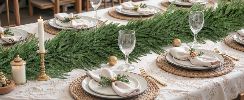 SHareconn 6/9/12 ft Artificial Christmas Garland, Real Touch Norfolk Pine Garland - Pine Garland, Greenery Christmas Garland for Mantle, Table, Fireplace, Indoor, Outdoor Christmas