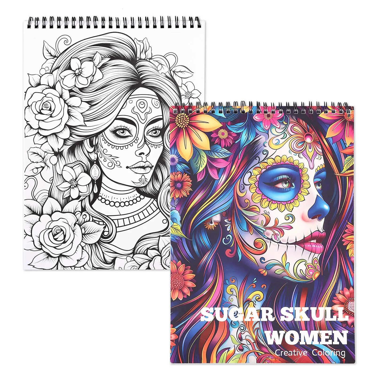Sugar Skull Pattern Coloring Book, 24 Pages Spiral Bound Adult Coloring Book, Arts & Crafts Supplies for Women & Adults
