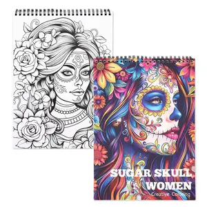 Sugar Skull Pattern Coloring Book, 24 Pages Spiral Bound Adult Coloring Book, Arts & Crafts Supplies for Women & Adults