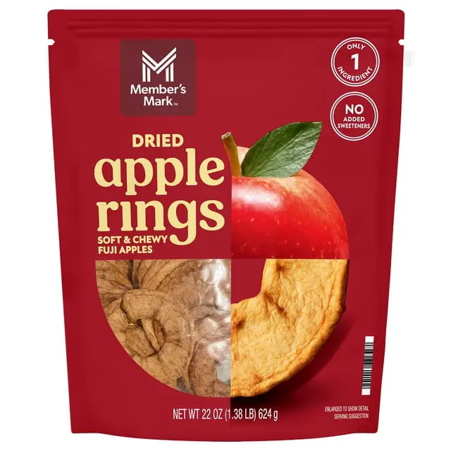 Member’s Mark Dried Apple Rings – Soft & Chewy Fuji Apple Snacks