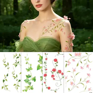 4 Pcs Elegant Vine Leaf Temporary Tattoo Stickers, Waterproof Realistic Tattoos for Wrist, Ankle, Shoulder, Neck, Clavicle, DIY Party Gifts