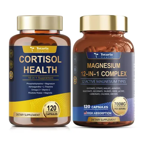 Totaria Health Cortisol Health & Magnesium Complex Bundle - Two bottles in a set for Nervous System Recovery & High Absorption