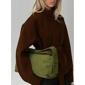 Seraphia Faux Suede Shoulder Bag Green