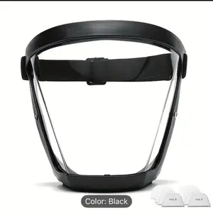 Anti-Fog Clear Face Shield Mask with Detachable Visor - Full Face Protection, Adjustable Strap & Safety Glasses-like Coverage, Transparent Plastic Mask for,A Windproof - No Eyewear Alternative (Adjustable & Adults, Face Mask, Full Face Shield, Face Shield
