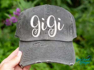 Gigi Hat | Distressed Baseball Cap OR Ponytail Hat | Gift for Gigi | Gigi Gifts
