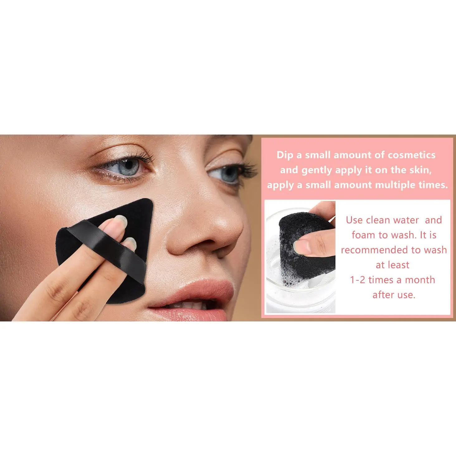 6 Pcs Powder Puff, Face Soft Triangle Makeup Puff Velour Makeup Sponge for Loose Powder (Black) 6 Pcs Powder Puff, Face Soft Triangle Makeup Puff Velour Makeup Sponge for Loose Powder (Black)