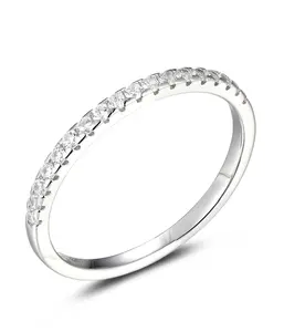 2mm 925 Sterling Silver Half Eternity Wedding Band CZ Engagement Ring 2.5-15 M6651