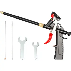 Self-Clean Spray Foam Gun with 12 Inch Extended Detachable Tube, Heavy DutyNon-stick Coated Metal Professional Caulking Guns Expanding PU Spray Applcationfor Caulking, Filling, Sealing, insulating