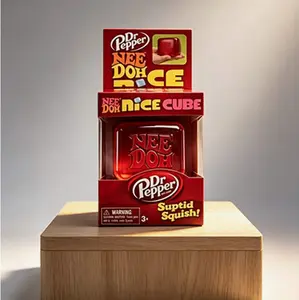 Dr Pepper Squishy Stress Cube Fidget Toy - High-Density Sensory Calming Toy for Kids, Student Stress Relief