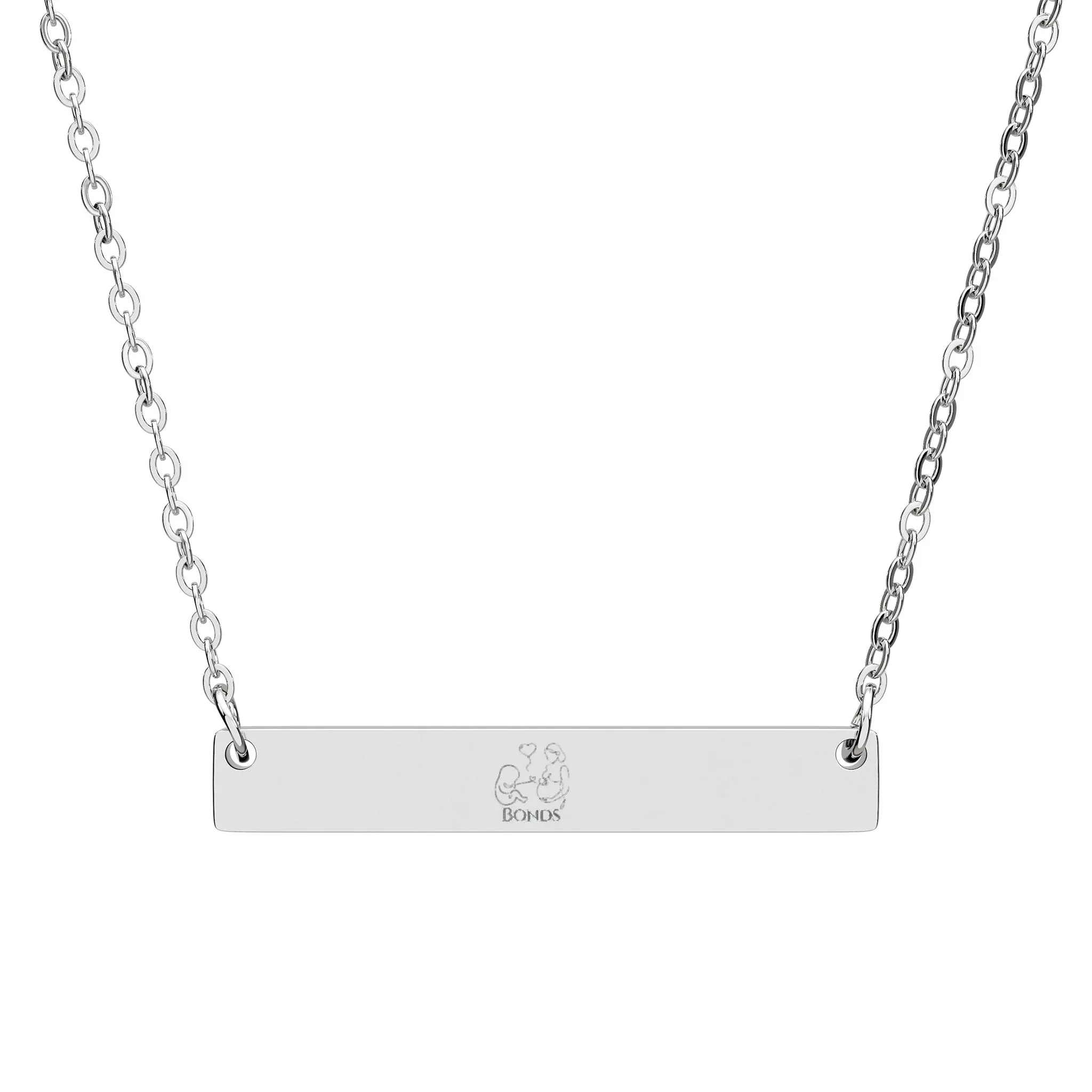 The unbreakable Bond Horizontal Bar Necklace (Engraving)