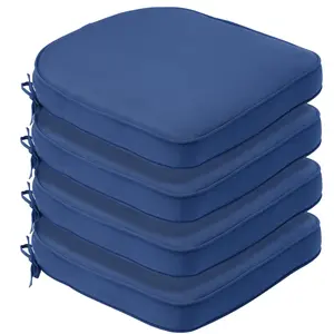 Aoodor Outdoor Chair Cushion W20''xD19''Soft and Fade-resistant Polyester,Invisible Zipper for Easy Cleaning,Two Sets of  Ties for High Adaptability,Set of 4-Perrfect Addition to Your Patio, Garden