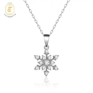 Moissanite Icy Bloom Snowflake Pendant Necklace Silver-Plated Valentine's Day Wedding Engagement Anniversary Romantic Elegant Gift Daily Wear