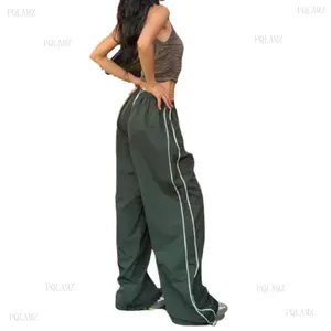 Unique Side Drawstring Casual Elastic Waist Multicolor Long Pants