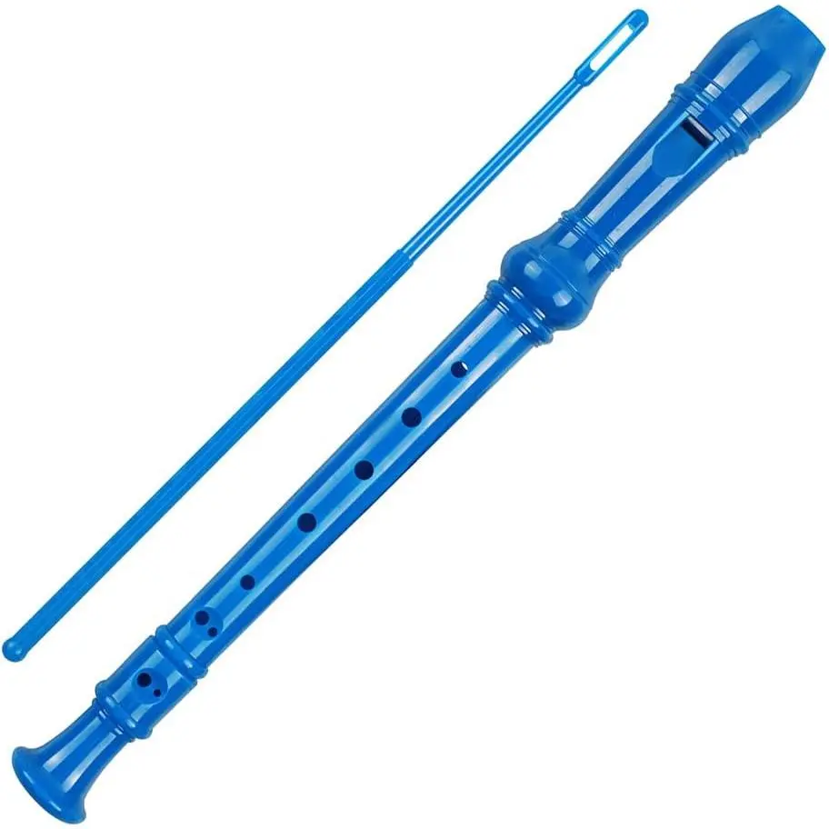 Soprano Recorder Descant Flauta Recorder 8 Hole ABS Clarinet  Style Treble flute C Key With Fingering Chart Instructions with Cleaning Rod Bag Blue