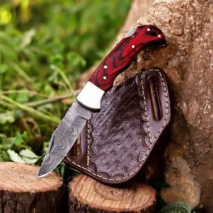Handmade Damascus Pocket Folding Knife, Gift for Boyfriend , Dad, Husband, Anniversary, Groomsmen