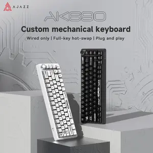 AJAZZ AK690 wired gaming mechanical keyboard multifunctional metal knob mixed light full key hot swappable 68 key simplified layout computer office mechanical keyboard supports multiple systems suitable for esports games and office work