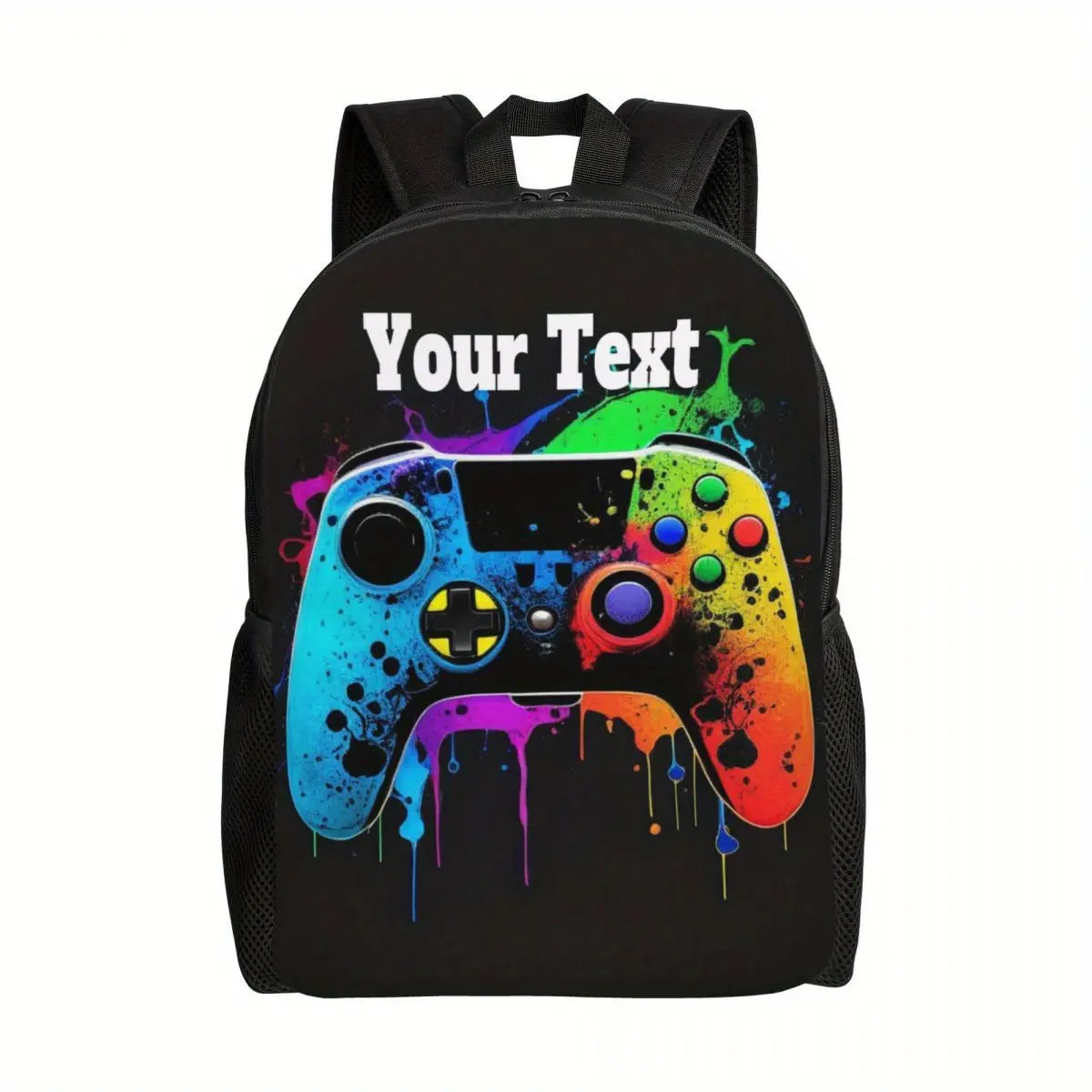 Personalized gaming backpack - custom name and text, 17 inch large capacity laptop bag with adjustable shoulder straps, durable polyester material, zipper closure - perfect for college students and outdoor adventures