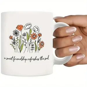 1pc 110z White Ceramic Mug Inspired by Floral Design Bible Mug Perfect for Holiday Gifts, Birthdays, Weddings, Easter Coffee Mugs, Unique Coffee Mugs