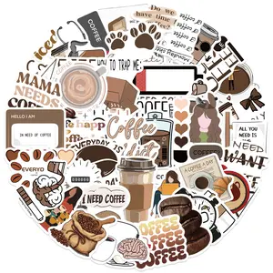 50pcs Coffee Lover Doodle Stickers, Office Stickers, Notebook Stickers, High-Value Positive Energy Gifts for Decorating Journals, Scrapbooks, Computers, Water Bottles, Cars, Etc.