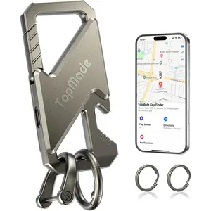 Keychain, Works with Apple Find My, Carabiner Heavy Duty Car Key Chains, Bottle Opener Anti-Lost Keys with Smart Bluetooth GPS Tracker, Rechargeable Smart Key Finder for Luggage, Backpack, Gunmetal