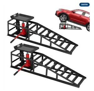 2-Pack Hydraulic Car Ramps, 5T/11000 lbs Capacity Low-Profile Car Lift with Adjustable Height (9.4"-13.34") for Trucks, Trailers, and Auto Repair in Garage, Black