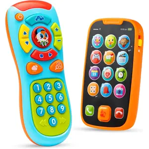 Baby Learning Phone and Remote Toy for Toddler, Fun Smartphone Toys with Music for Infants, Boys or Girls, Holiday Stocking Stuffers, Kids Birthday Gift, Easter Basket Stuffers