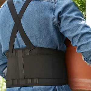 Work Back Brace with Adjustable Shoulder Straps [Stronger Support & Breathable Mesh] Breathable Lumbar Brace Lower Back Support Belt for Men Women - for Lifting, Warehouse, Construction & Moving