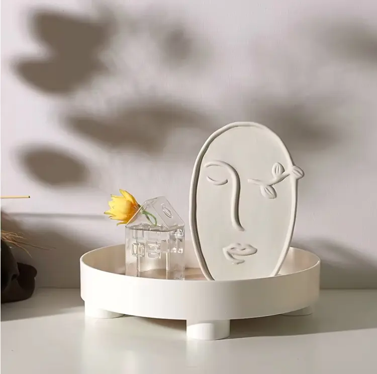 Abstract Nordic Vase - Modern Ceramic Vase with Unique Abstract Face, for Faux and Fresh Flowers