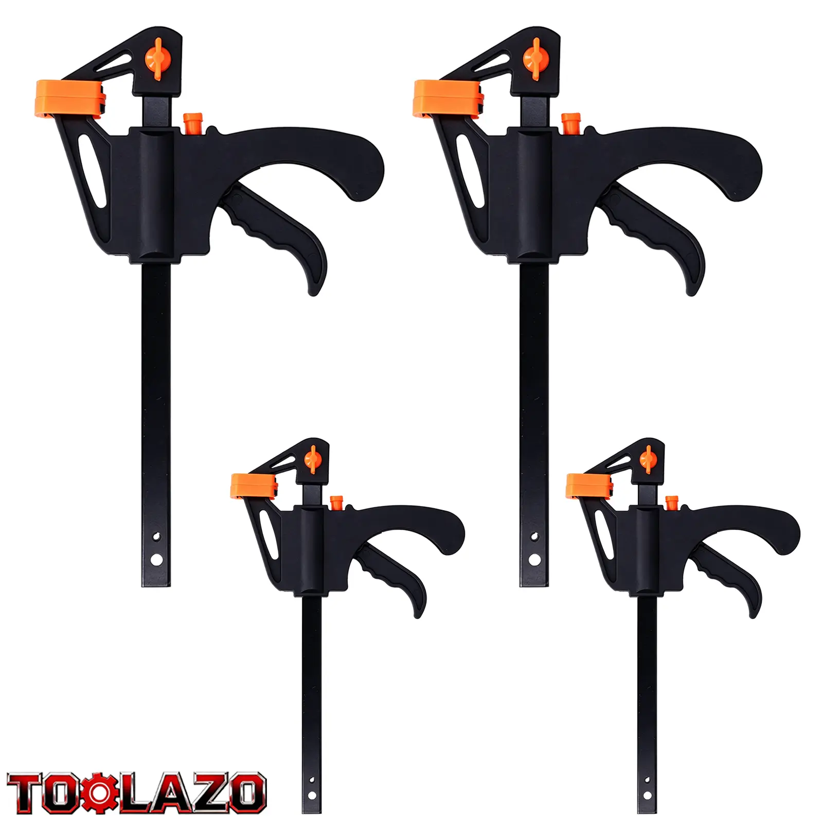 Quick-Grip 4-Piece Heavy-Duty Bar Clamp Set - 1-Hand Ratcheting Trigger Clamps (7.76 in, 14.76 in) for Carpenters, Woodwork, DIY Home Improvement