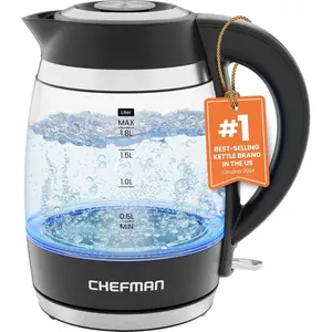 Electric Kettle1.8L 1500W, Hot Water Boiler, Removable Lid for Easy Cleaning, Auto Shut Off, Boil-Dry Protection, Stainless Steel Filter,, Borosilicate Glass Electric Tea Kettle