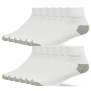 12 Pairs Quarter Socks Crew Cotton Unisex Athletic Sports Workout Running Comfort Cozy Sweat-absorbing Anti-Slip Comfy Compress Soccer Value Pack