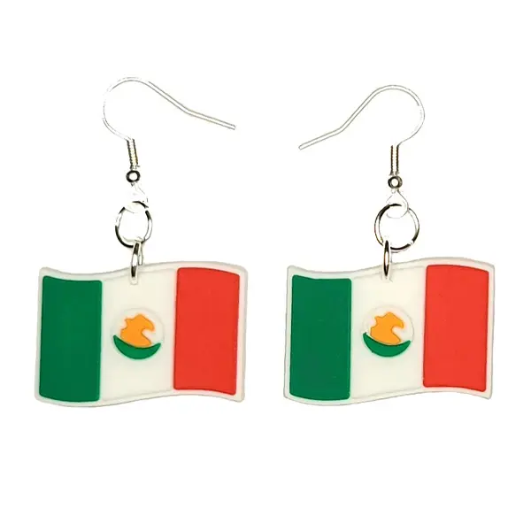 Mexico Flag Earrings Hypoallergenic Silver Plated Fishhooks Yazzle Dazzle Mexican Jalisco Sinaloa Oaxaca Cuisine Beach Ancient Ruins