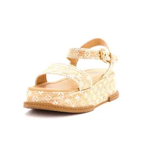 Pre-owned Louis Vuitton Women's Maya Platform Heeled Sandals Monogram Raffia by Rebag