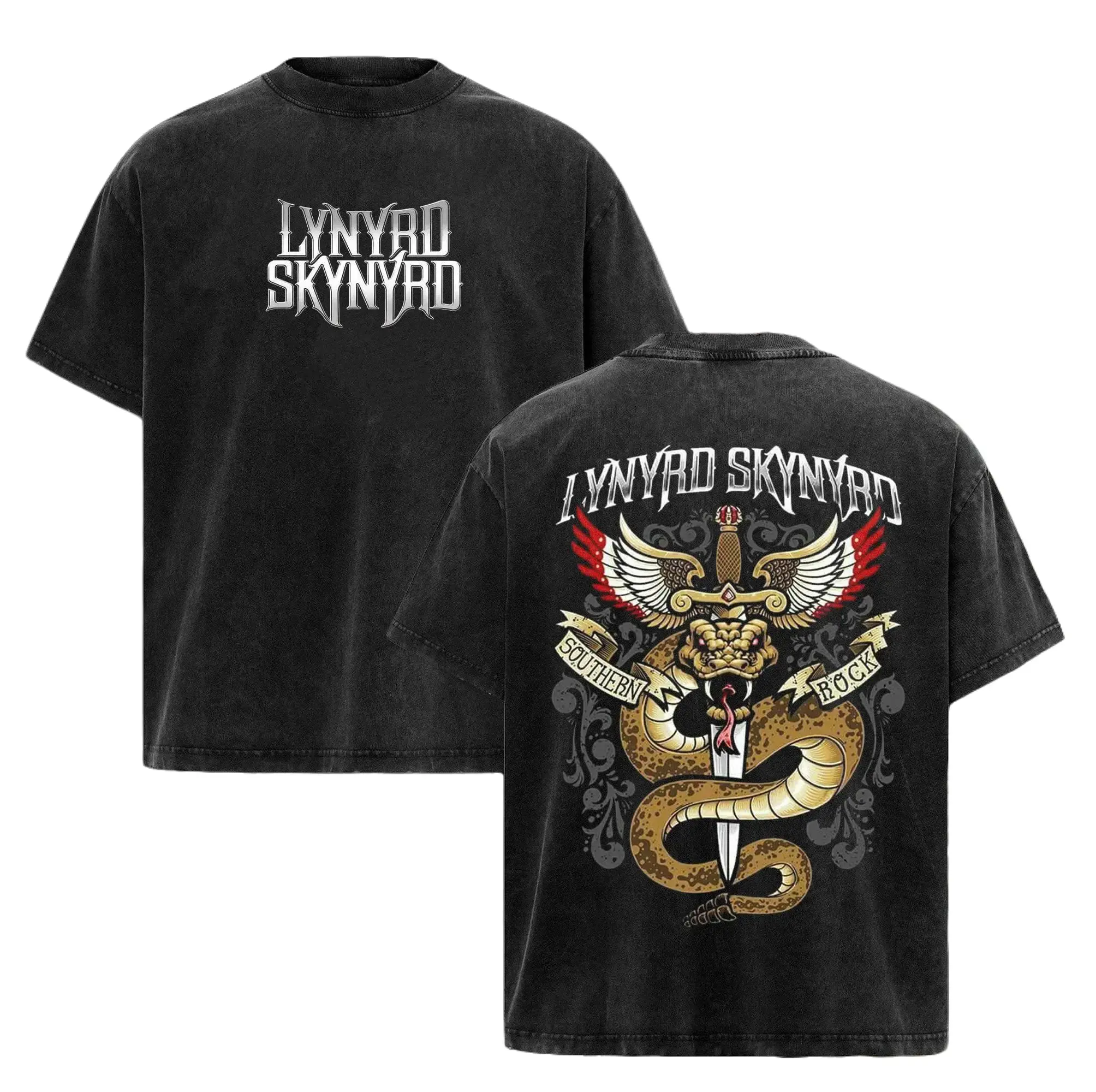 Lynyrd Skynyrd Band Short-Sleeve Wasde Tee - Casual, Comfortable, Fitted, Everyday Wear, Metal Rock Tour Merch, 90s Vintage Grunge Aesthetic Alternative Shirt, Loveable Menswear Essential