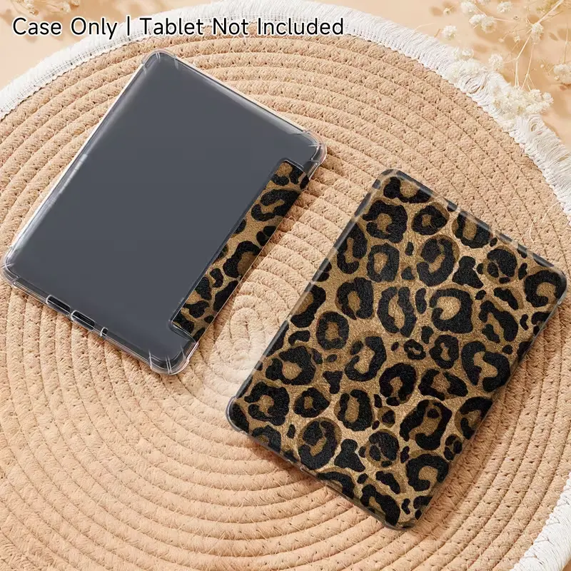 Kindle Paperwhite Protective Cover Accessories for 6/6.8/7in 11th-2021/12th-2024 Gen, Classic Leopard Pattern Silicone Holder with Auto Wake, Ultra-Clear Soft Transparent TPU Back & Charming Illustrations