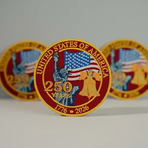 [Iron On 4 inch] USA 250th Anniversary America Patches Embroidered, Fully Embroidered United States of America 1776–2026 Anniversary Patch, Flag Patches, Patriotic Patches, Liberty Bell & Flag