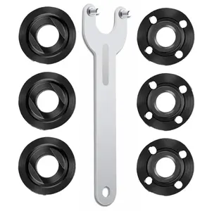 7PCS Angle Grinder Nut Angle Grinder Flange Wrench Kit, 5/8-11 Flange Metal Lock Nut, Compatible with DeWalt, Milwaukee, Makita, Metabo, Bosch, Ryobi, Black & Decker 4.5" 5" Grinder Parts