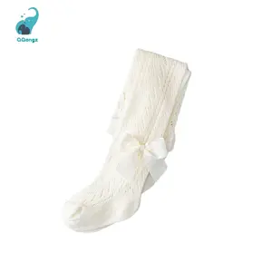 Baby Girls Tights Cable Knit Seamless Leggings with Bow Toddler Girl Cotton Pantyhose
