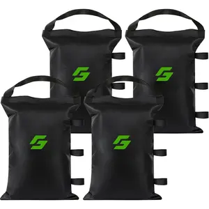 Sand Bags for Canopy  Empty Sandbags for Weight, Canopy Tent Weights Set of 4 Heavy Duty 1680D Pop Up Tent Weights Bags (Black, 150LBS)
