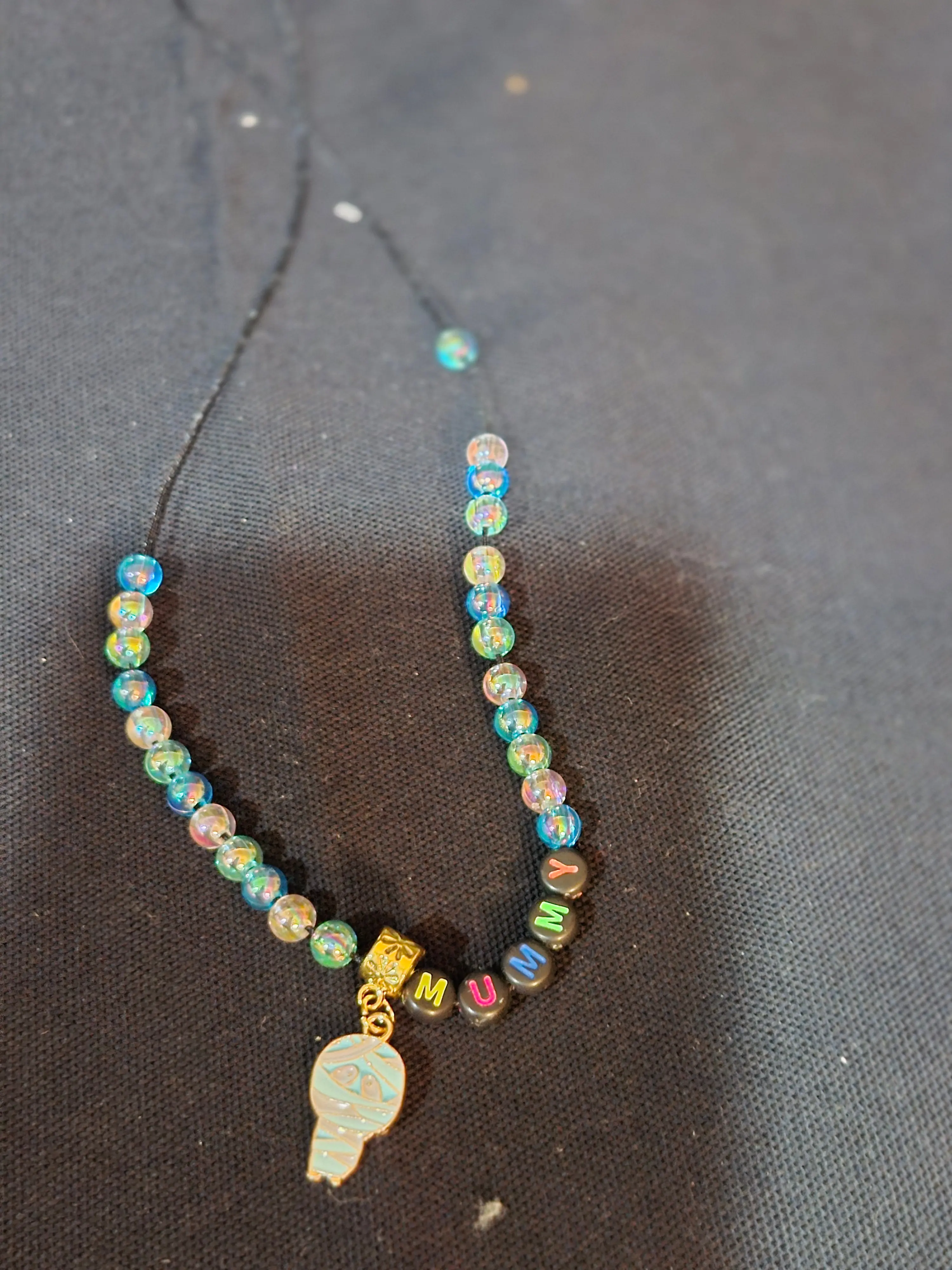 Necklace – Halloween Edition w/ Each One Handcrafted w/ Blue Mummy Beads
