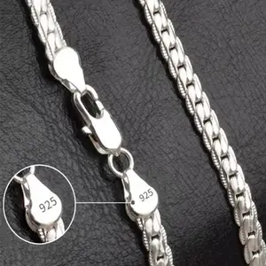 New  Silver Plated 5mm Side Chain Necklacefor Woman Men Fashion Wedding Engagement Jewelry Gifts for Women Men