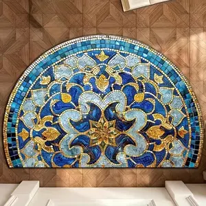 Vintage Half-Round Door Mat, Leaf Print Design, Soft Non-Slip Washable Rug, Home Decor Indoor Outdoor Entrance Carpet