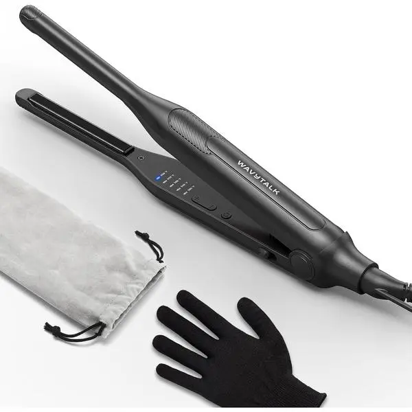 Wavytalk Pencil Small Flat Iron 0.3" for Short Hair, Pixie Cut & Bangs | 5 Temperature Settings, 0.3" Ultra-slim Plates ,15s rapid heat-up, Curved Design with Rounded Edges, Ideal for short hair