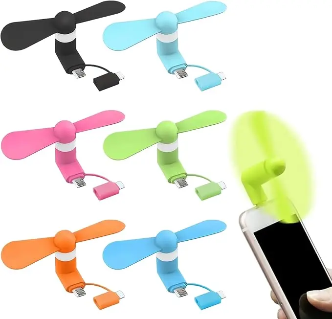 3 Pcs 2-in-1 Mini Rechargeable Handheld Phone Fan - Type-C USB Charging, Lightweight Portable Cordless Cooler - For Outdoor Travel, Bedroom - Personal Heat Relief Mini Air Cooling Accessory, Handheld Rechargeable Fan, Portable Cordless Fan