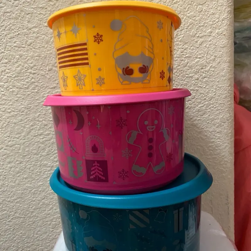 Mini Botes Toque Mágico Mix Color Set of 3pc 2L 1.4L 960 ml Christmas Design Storage Containers
