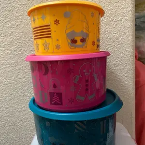 Mini Botes Toque Mágico Mix Color Set of 3pc 2L 1.4L 960 ml Christmas Design Storage Containers