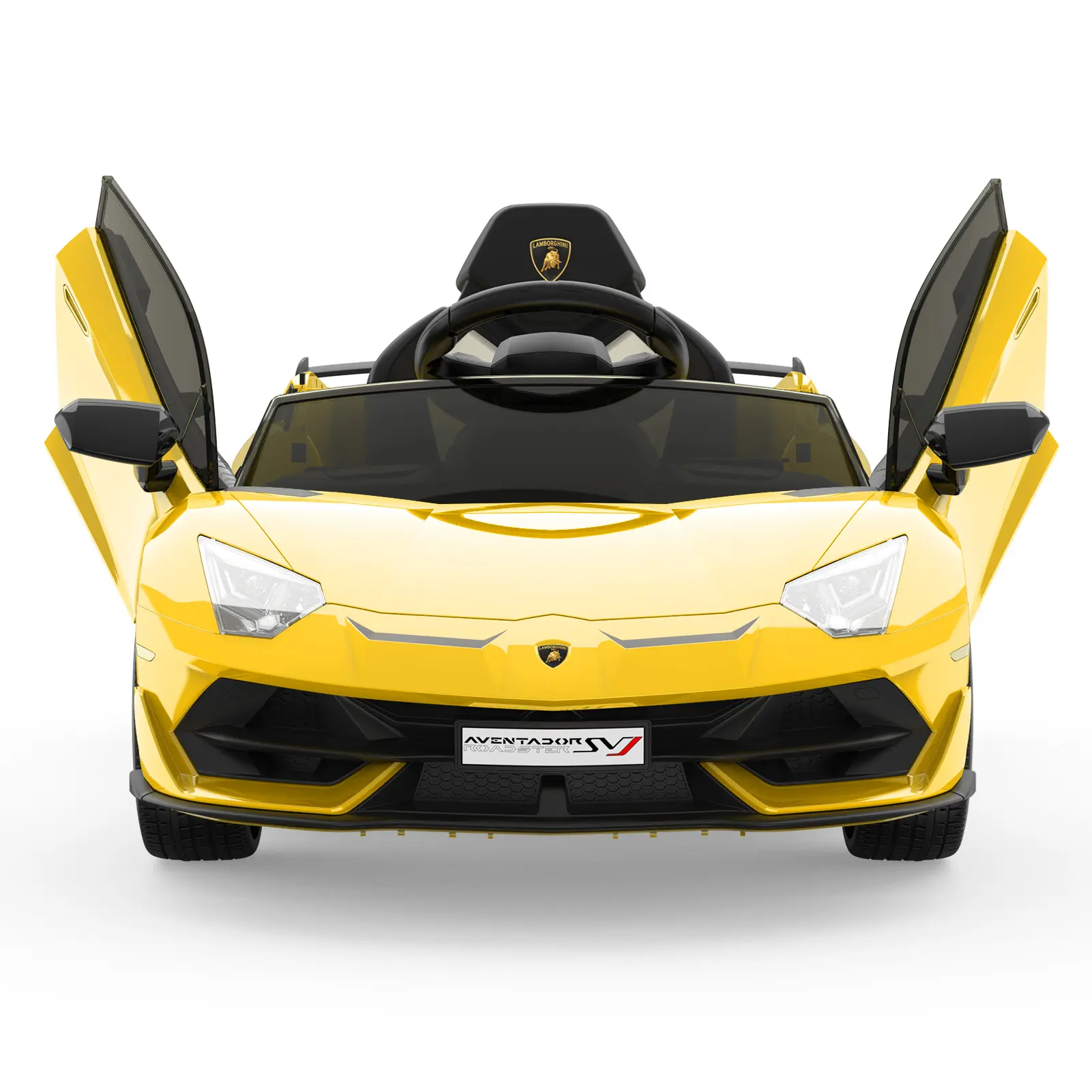 GARVEE Licensed 12V Battery-Powered Lamborghini Kids Ride-On Car, ASTM/CPSIA Certified, 4-6 Years Birthday Luxury Gift, Rechargeable, LED Headlights, Parental Mode, 2-Speed, Sound System w/Aux & TF Card, Authentic Details, Yellow