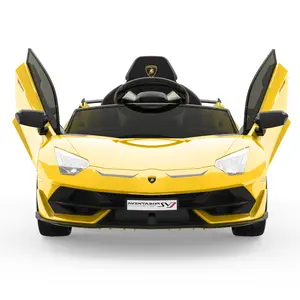 GARVEE Licensed 12V Lamborghini Kids Electric Ride-On Car, Rechargeable Battery, Rechargeable Light, Parental Mode, 2-Speed Go Cart, LED Lights, Sound System, Motorized Toy Vehicle for Ages 4-8, Yellow