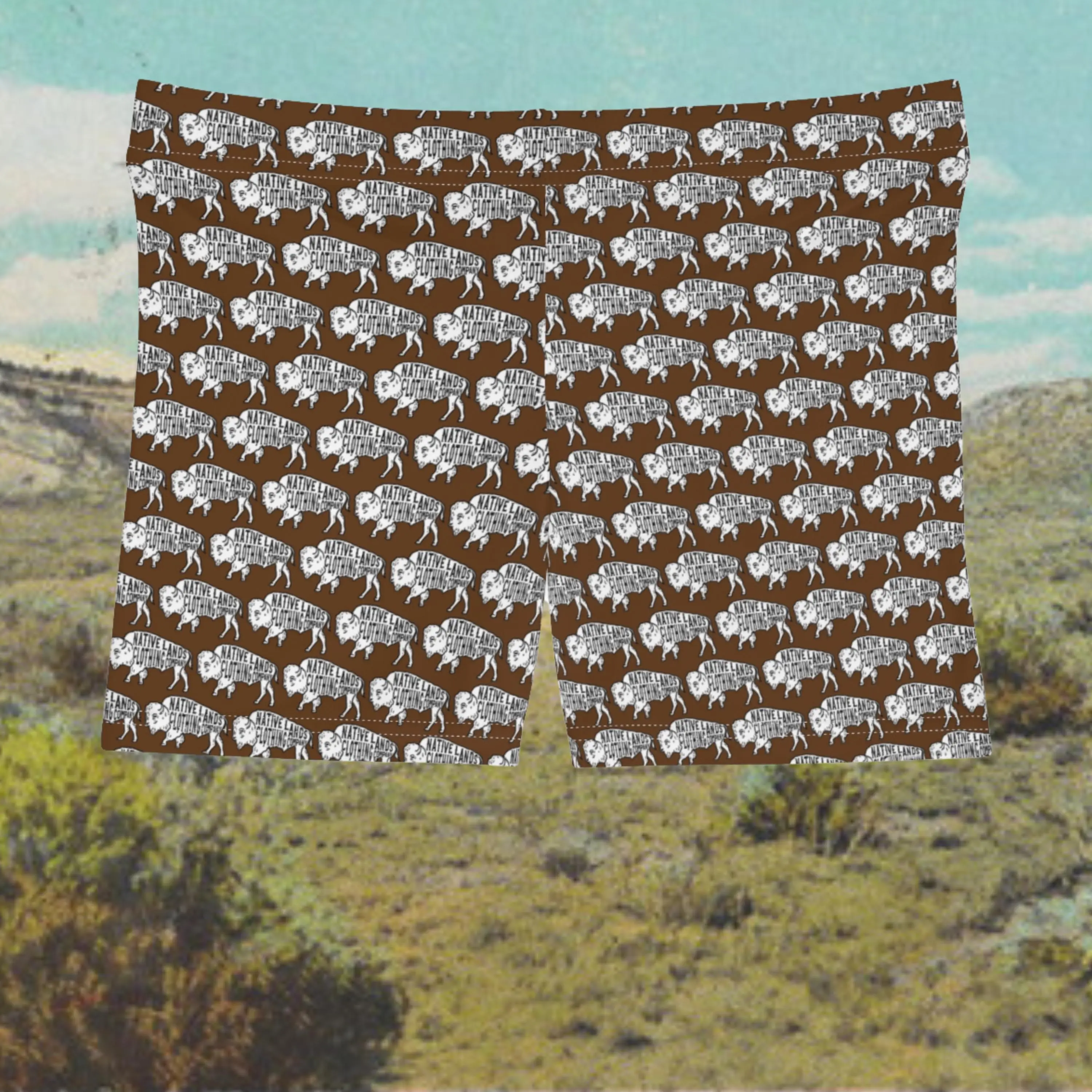 Womens Bison Shorts  - First Nations, Canadian Aboriginal, Native American - Brown
